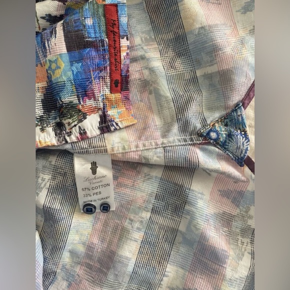 Men's Visconti Black Classic Button Front Long Sleeve Shirt Small- Multi-Color - Picture 9 of 14